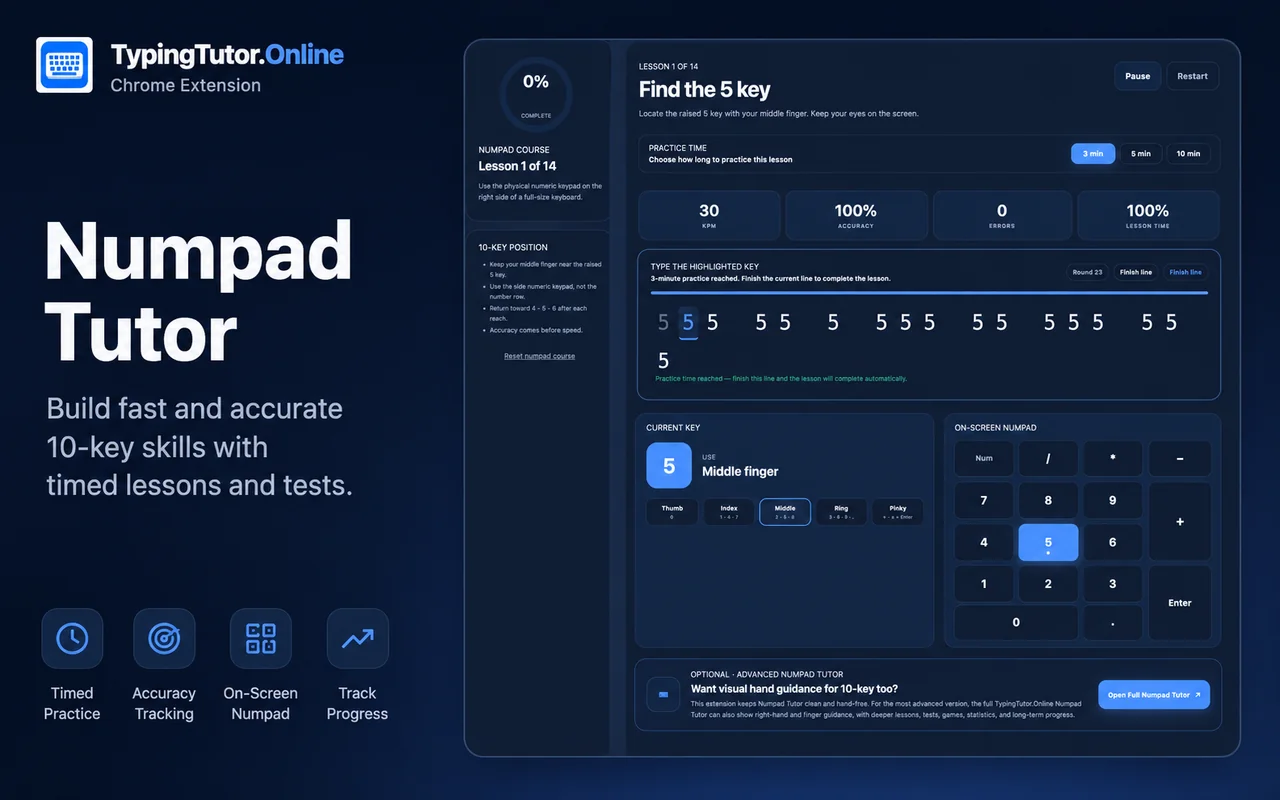 TypingTutor.Online Chrome extension daily practice dashboard
