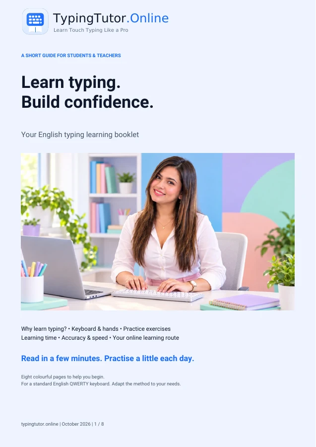 Typing learning booklet cover